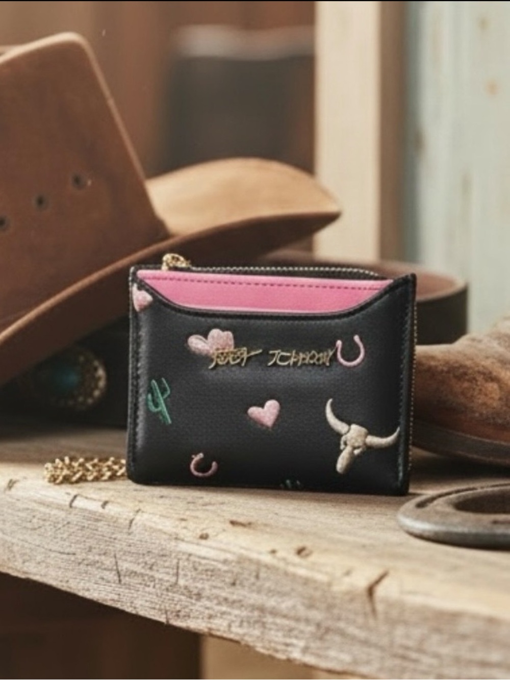🌵 Betsey Johnson Western Wallet & Card Holder On Chain NWT